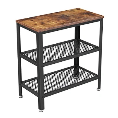 Image de VASAGLE Table d’Appoint, Console, 2 Étagères en Maille, pour Couloir, Salon, Chambre, Bureau, Gain d’Espace, Montage Facile, Style Industriel, Marron Rustique LET33BX