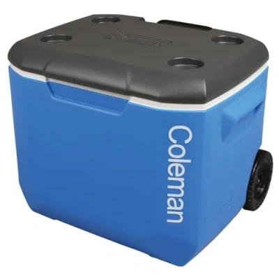 Image de Coleman Performance Wheeled Cooler glacière 60 QT, à roulettes, Coffre Isotherme roulettes de 56 l, maintient au Frais Pendant 4 Jours, Isotherme, bac Glace portatif