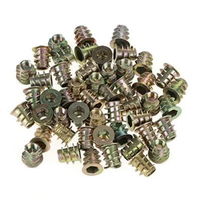 Image de FTVOGUE 50Pcs M5*10mm Alliage De Zinc Fileté Insert Nuts à Visser Intérieur Hexagonal Boulon Fixation Connecteur pour Assortiment Meubles En Bois