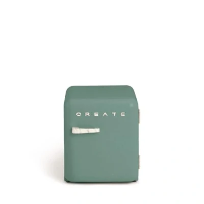 Image de CREATE / RETRO FRIDGE 50 MARBLE/ Réfrigérateur vert sage poignée marbre 85 W, mini bar, une étagère, design rétro, cm, deux étagères, capacité de 48 l, économie d&#039;énergie, x 44 49,8 cm