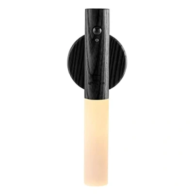 Image de Gingko Applique murale LED intelligente rechargeable avec détecteur de mouvement, en bois naturel base aimantée (noir)