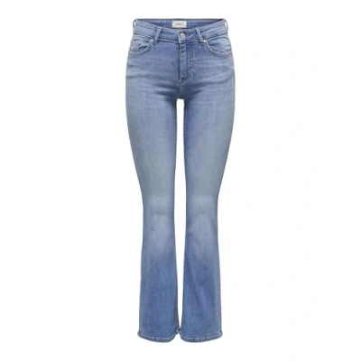 Image de ONLY Onlblush MW Back Pock Fla Tai222 Dnmnoos Jean évasé, Denim Bleu médium, L x 32L Femmes