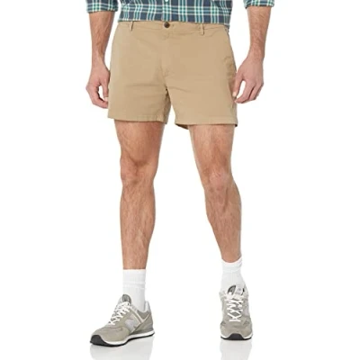 Image de Amazon Essentials Short Chino Stretch Confortable sans Pince Coupe Ajustée Entrejambe 13 cm (Déjà Goodthreads) Homme, Brun Kaki, 40W