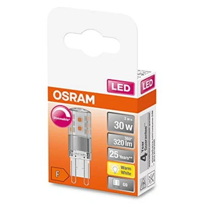 Image de OSRAM Lampe LED PIN dimmable avec culot G9, blanc chaud (2700K), 350 lumens, verre clair, multi pack