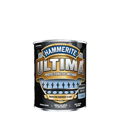 Image de Hammerite Ultima Peinture Acrylique Tous Métaux 3 en 1 : Antirouille, Direct sur Rouille et Sans Sous couche Brillant Gris Anthracite 0,75 L