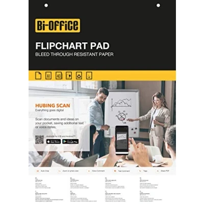 Image de Bi Office Paperboard de Papier d&#039;ardoise A1, 40 Feuilles par Tampon avec Perforation, 60 g / m², Blanc, Lot 5