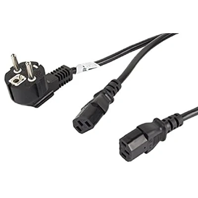 Image de lanberg CA C13C 13CC 0018 BK Fiche Shuko 7/7 vers Prise Femelle Iec 320 C13 2 câbles d&#039;alimentation Y Noir 1,8 m