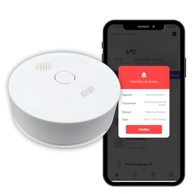 Image de Détecteur de fumée connecté Wi Fi + BT Konyks FireSafe 2 Blanc Photoélectrique 5 ans d&#039;autonomie Neuf