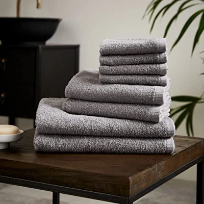 Image de Catherine Lansfield Lot de 8 Serviettes en Coton à séchage Rapide Gris