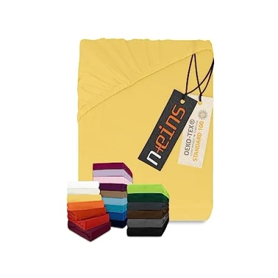 Image de npluseins Drap Housse Classique en Jersey de Nombreuses Couleurs et Tailles 100% Coton 159.192, 140 160 x 200 cm, Jaune