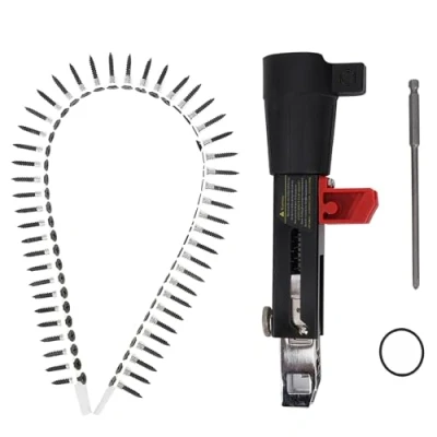 Image de Pistolet à clous chaîne automatique, outil de travail du bois pour équipement serrage vis forage électrique, alimentation continue et précise des clous, panneau gypse, cloison sé