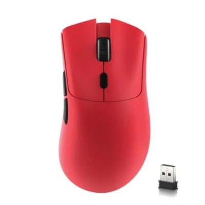 Image de MAMBASNAKE x Attack Shark R1 59 g Souris de Jeu sans Fil légère tri Mode, connectivité 2,4 GHz/Bluetooth/Filaire, 5 Boutons programmables, 6 DPI réglables jusqu&#039;à 18 000, PixArt PAW3311 Rouge