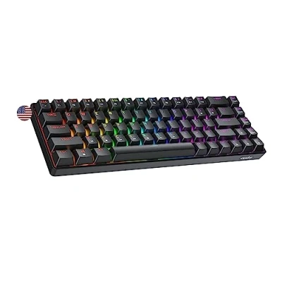 Image de Geeky GK65 SE 65% Clavier de Jeu Mécanique 68 Touches Multicolores Rétroéclairées RGB LED pour Gaming PC/Mac ANSI US Américain (Noir, Mechanical Speed Yellow)