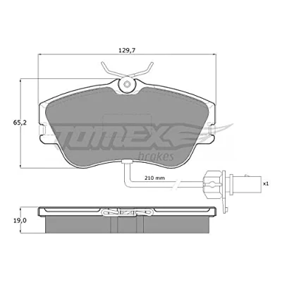 Image de TOMEX brakes TX 11 821 Jeu de plaquettes frein Essieu avant contact signal d&#039;usure inclus VOLKSWAGEN: Transporter 4 Bus,