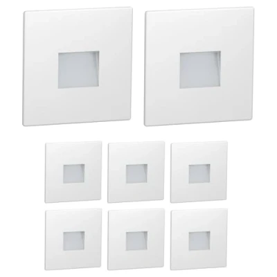 Image de ledscom.de 8 pièces Lumière d&#039;escalier LED/lampe murale encastrée FOW pour l&#039;intérieur et l&#039;extérieur, downlight, carré, 85 x 85mm, blanc froid