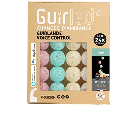Image de GuirLED Guirlande lumineuse wifi boules coton LED USB Commande Vocale Maison connectée Amazon Alexa &amp; Google Assistant Adaptateur secteur 2xUSB inclus 24 2.4 Bébé