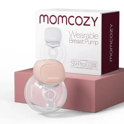 Image de Momcozy S9 Pro Tire Lait Electrique Actualisé, Mains Libres Avec Batterie à Longue Durée et écran LED, Portable 2 Modes 9 Niveaux 24mm (Rose, 1 Pack)
