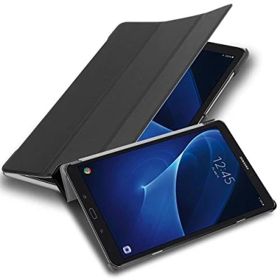Image de cadorabo Coque Tablette pour Samsung Galaxy Tab A 2016 (10.1&quot;) SM T585N / T580N en Noir Satin Housse Protection Très Fine Similicuir Style Livre avec Auto Wake Up et Stand Horizontal