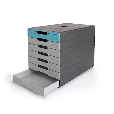 Image de DURABLE Module de classement IDEALBOX PRO 7 tiroirs Rangement pour documents au format A4+ En plastique recyclé Bleu 776306