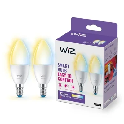 Image de WiZ, ampoule LED connectée Wi Fi nuances de blanc E14, équivelent 40W, 470 lumen, lot 2, fonctionne avec Alexa, Google Assistant et Apple HomeKit