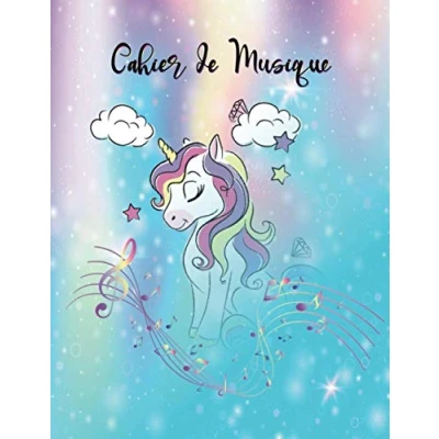 Image de Cahier de Musique: Carnet Partitions Seyes Grands Carreaux et Portées 12 par Page Format A4 Musique Chant Licorne