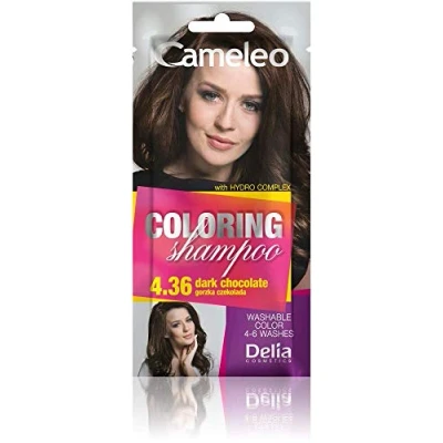Image de Cameleo Shampooing teinté Chocolat foncé Rafraîchissement rapide et facile des couleurs « couleur en » Sans ammoniaque ni oxydants Shampoing sachet 40 ml