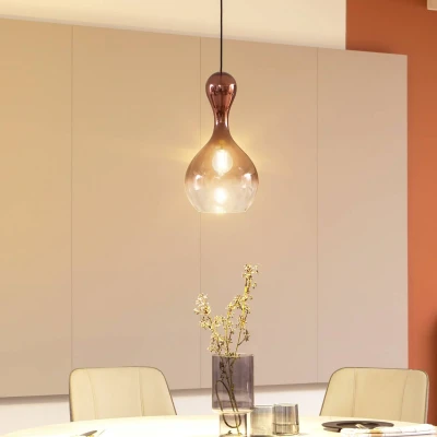 Image de Lucande Lampe à suspendre Lyrisa, 1 lampe, couleur cuivre, verre, 22cm