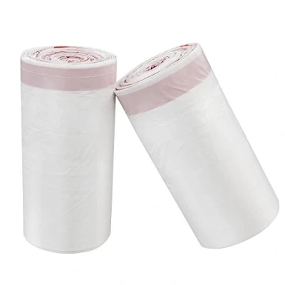 Image de Cadine Rouleau De 120 Sacs Poubelle Avec Cordon Serrage Blanc 10 L