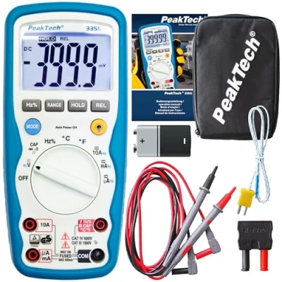 Image de PeakTech 3355 Multimètre Numérique, étanche (IP67), écran LCD, 4000 points, Plage Automatique, Conservation des Données REL, Voltmètre, Testeur de Continuité, Appareil Mesure CAT III 1000 V