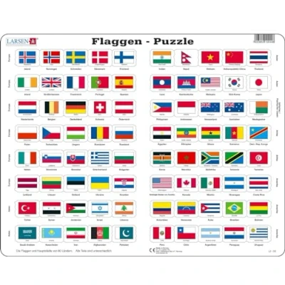 Image de Larsen L2 Puzzle des Drapeaux, édition Allemand, Cadre avec de 80 pièces
