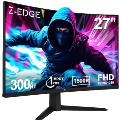 Image de Z Edge Ecran Pc Gamer Incurvé 27&#039;&#039; 300 Hz, 1ms MPRT, FreeSync, FHD(1920x1080), Moniteur Gaming LED 16:9, Inclinaison Réglable, 1500R VA, 4000:1, 2x HDMI2.0 &amp; DP1.4, VESA 100*100mm(DP Câble Inclus)
