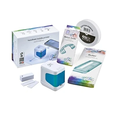 Image de Colop Kit e Mark go Comprenant l&#039;imprimante Mobile GO, Une règle, Un Rail de Guidage pour Impression sur Ruban, Bande 15 mm, des Panneaux en PVC l&#039;impression et