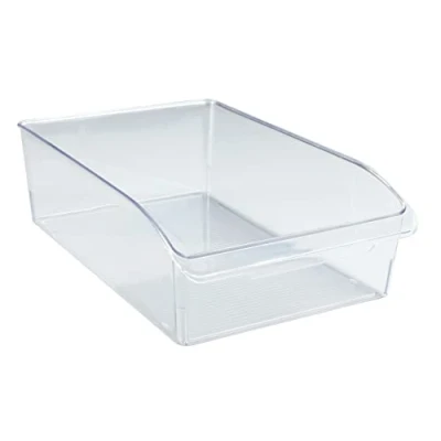 Image de WENKO Organiseur de Cuisine L Boite Rangement frigo empilables avec poignées Pet Robuste adapté au Contact Alimentaire 31 x 9,5 20 cm Transparent