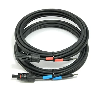 Image de câble de connexion SOLARTRONICS 6 mm² H1Z2Z2 K solaire noir avec fiche d&#039;un côté pour module solaire, résistant aux UV, flexible, fabriqué en Allemagne (3m x 2)
