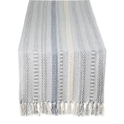 Image de DII Chemin de Table tressé à Rayures, 38,1 x 274,3 cm, Gris Froid