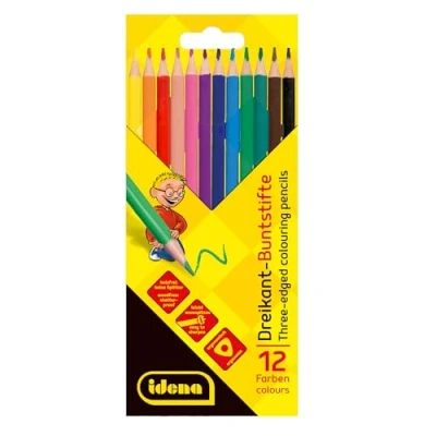 Image de Idena 20133 Crayons de Peinture en 12, Couleur sans Bois Forme Triangle Ergonomique, emballés dans Un étui Carton, Multicolore