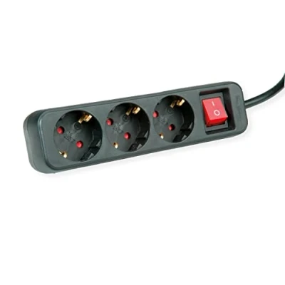 Image de ROLINE Multiprise 3X avec Interrupteur, Noir, 6 m