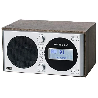 Image de Majestic WR 162 Dab Radio réveil Dab/Dab+/FM avec écran LCD, entrée AUX in, Deux alarmes et Trois sonneries Marron