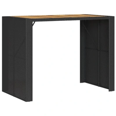 Image de vidaXL table de bar jardin avec dessus en bois d&#039;acacia noir 145x80x110 cm, d&#039;extérieur, à manger jardin, 368698