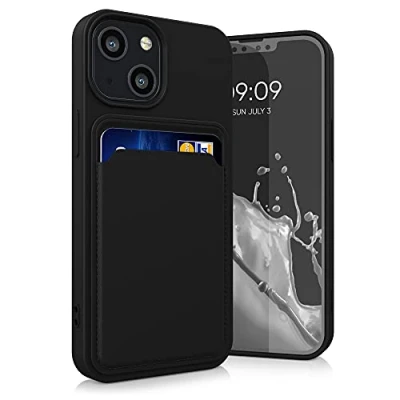 Image de kwmobile Housse Compatible avec Apple iPhone 13 Mini Coque de téléphone Compartiment Carte en Silicone Noir