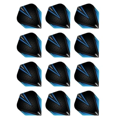 Image de RED DRAGON Hardcore Radical Noir et Bleu Extra Épais Standard Fléchettes Dart Flights 4 Sets per Pack (12 in Total)