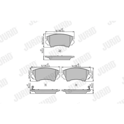 Image de JURID 573270J Jeu de plaquettes frein avec indicateur d&#039;usure sans accessoires OPEL: Astra J 5 portes, Insignia A 3/5 portes