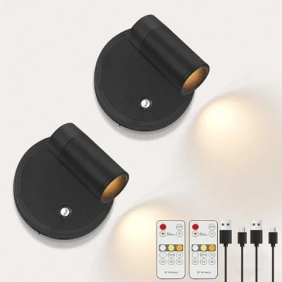 Image de Kambo Spot LED Sans Fil Rechargeable 4000mAh Éclairage d&#039;Art Mini et Lampe de Lecture avec Télécommande Touche Tactile Minuterie Intégrée pour Plantes, Armoires, Chambre, Salon, 2 Pièces