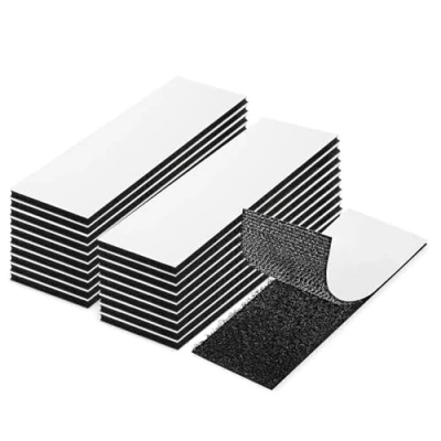 Image de Admygo 20 Pièces scratch Autocollant Double Face, 3 x 10cm Autocollant, Noir Face scratch, Bande Réutilisable pour Mur,Sol,Métal,Plastique,Ménage,Bricolage