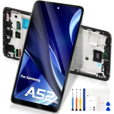 Image de LCD Écran pour Samsung Galaxy A52 4G Numériseur A525 Écrantactile Assemblée SM A525F A525F/DS A525M (Noir avec Cadre)
