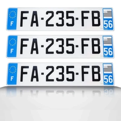 Image de DECOHO plaque immatriculation voiture homologuée (Lot de 3) plastique SIV 520 x 110 mm Rivet inclus