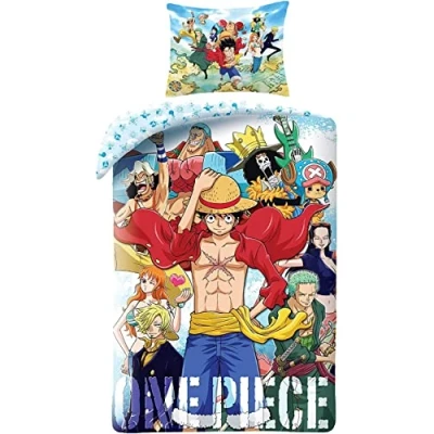 Image de Housse de couette ONE PIECE 140x200 cm Coton 100% Taie d&#039;oreiller incluse Bleu