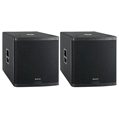 Image de Pronomic C 118SA Subwoofer Actif 2X Set 1600 Watt Peak / 800 RMS Caisson de Basse 18&quot; avec Bobine Mobile 3&quot; Réponse en fréquence : 30 200 Hz 4 présélections DSP SPL Max 126 DB
