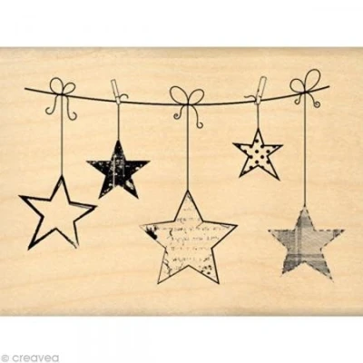 Image de Florilèges Design FE213005 Tampon Scrapbooking Etoiles Suspendues Beige 6 x 8 2,5 cm