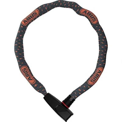 Image de ABUS Antivol à Chaîne Catena 6806K vélo léger en acier trempé avec gaine textile la mode carrée niveau de sécurité 6 85 cm Gris motif éclair